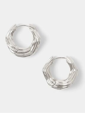 DMY STUDIOS Simone Hoops Earings 925 Sterling Silver On Brass New